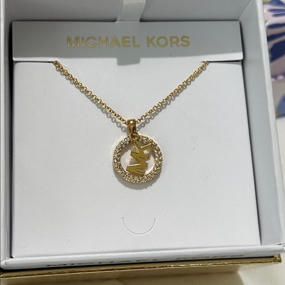 Michael Kors Gold Circle Pendant Necklace - Picture 4 of 6